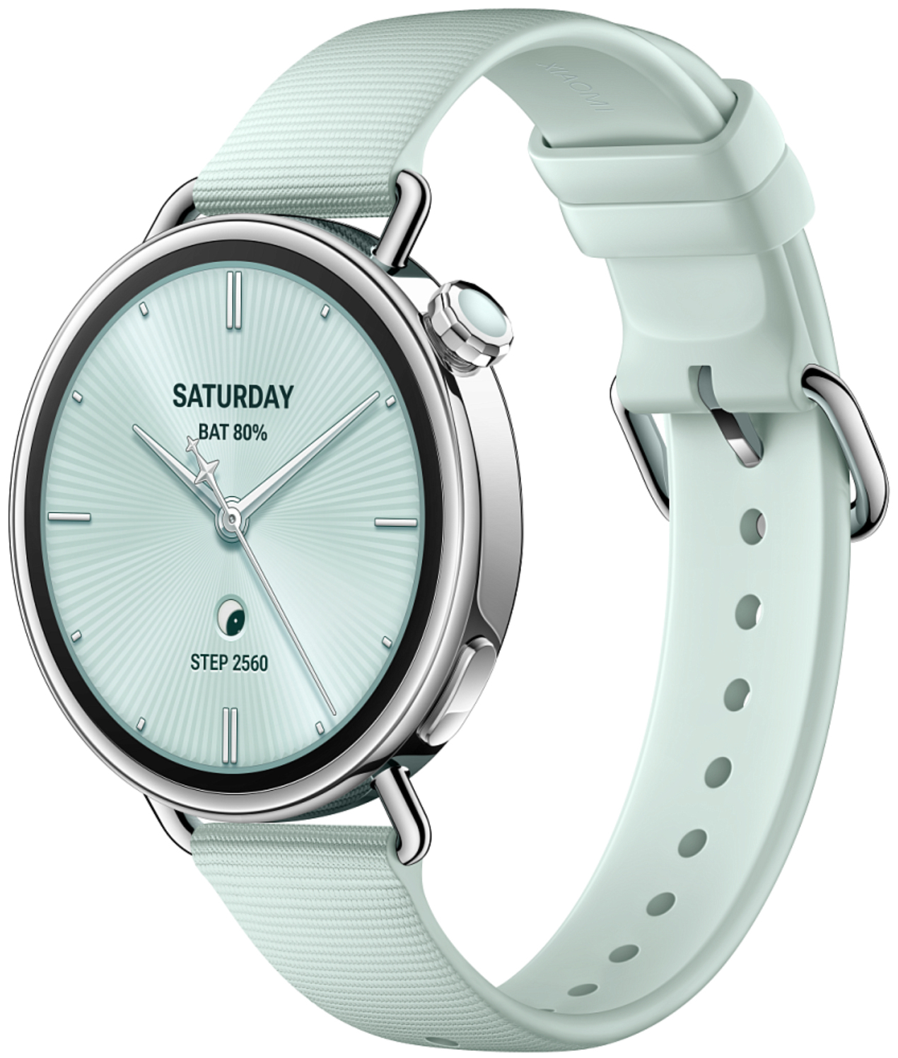 Смарт-часы Xiaomi Watch S4 41mm серебристый с зеленым ремешком BHR080CGL